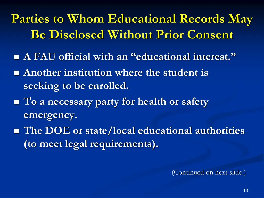 parties to whom educational records