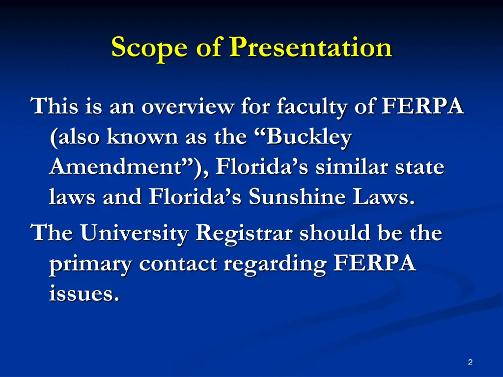 scope of presentation