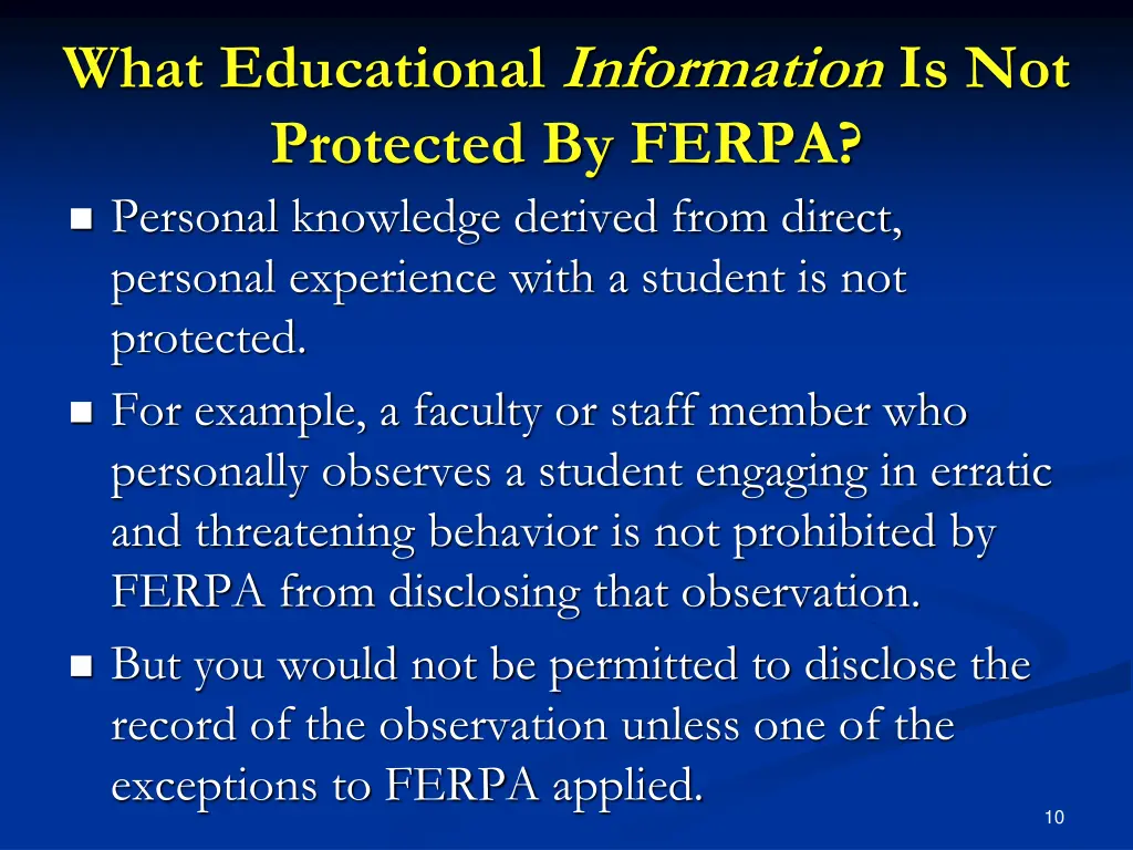 what educational information is not protected