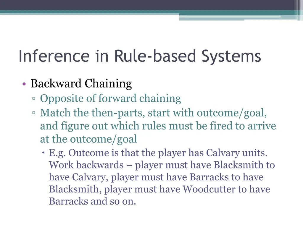 inference in rule based systems 2