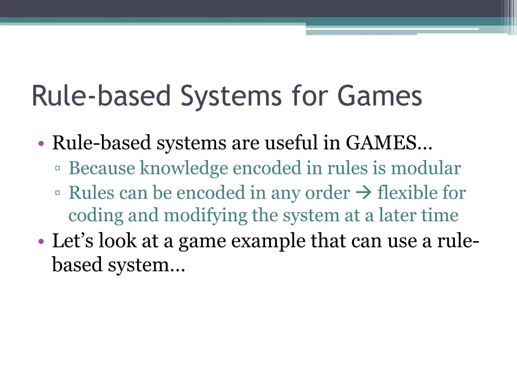 rule based systems for games
