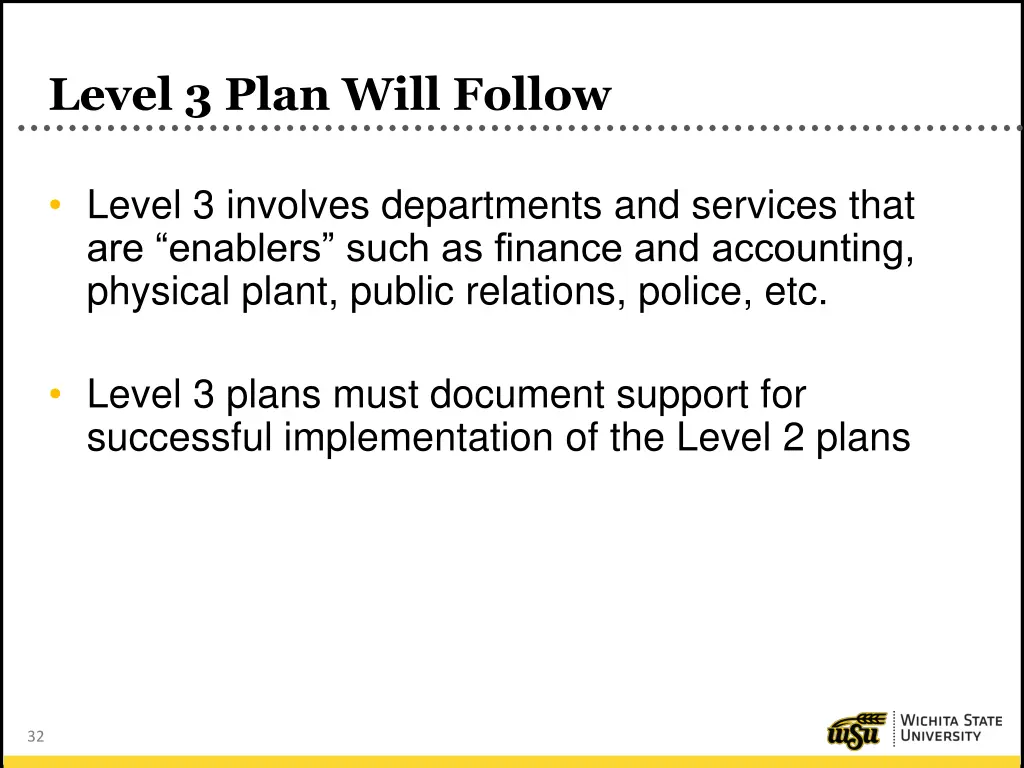 level 3 plan will follow