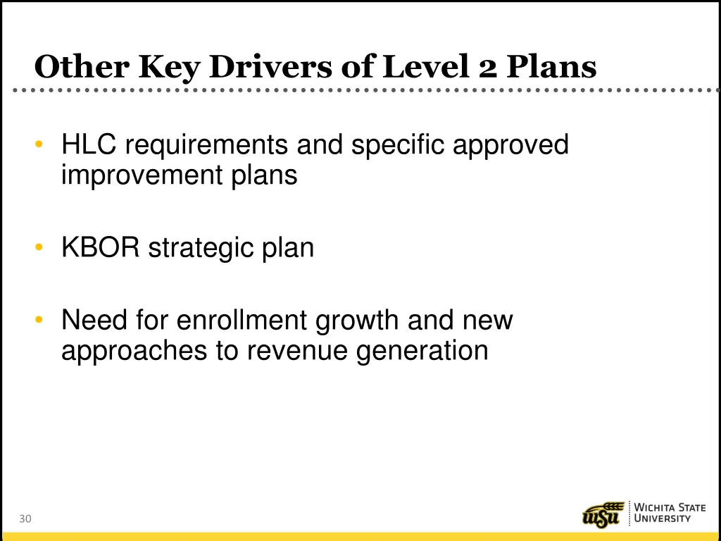 other key drivers of level 2 plans