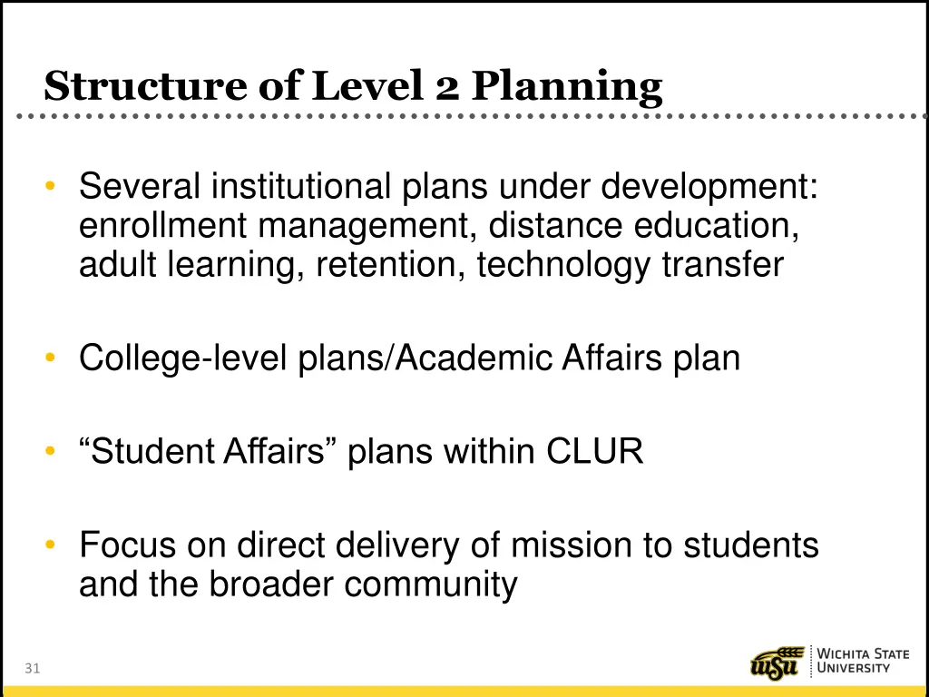 structure of level 2 planning