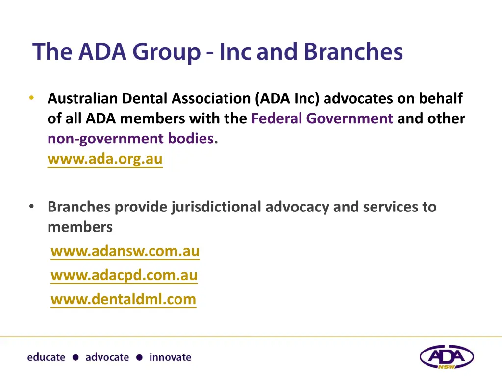 australian dental association ada inc advocates