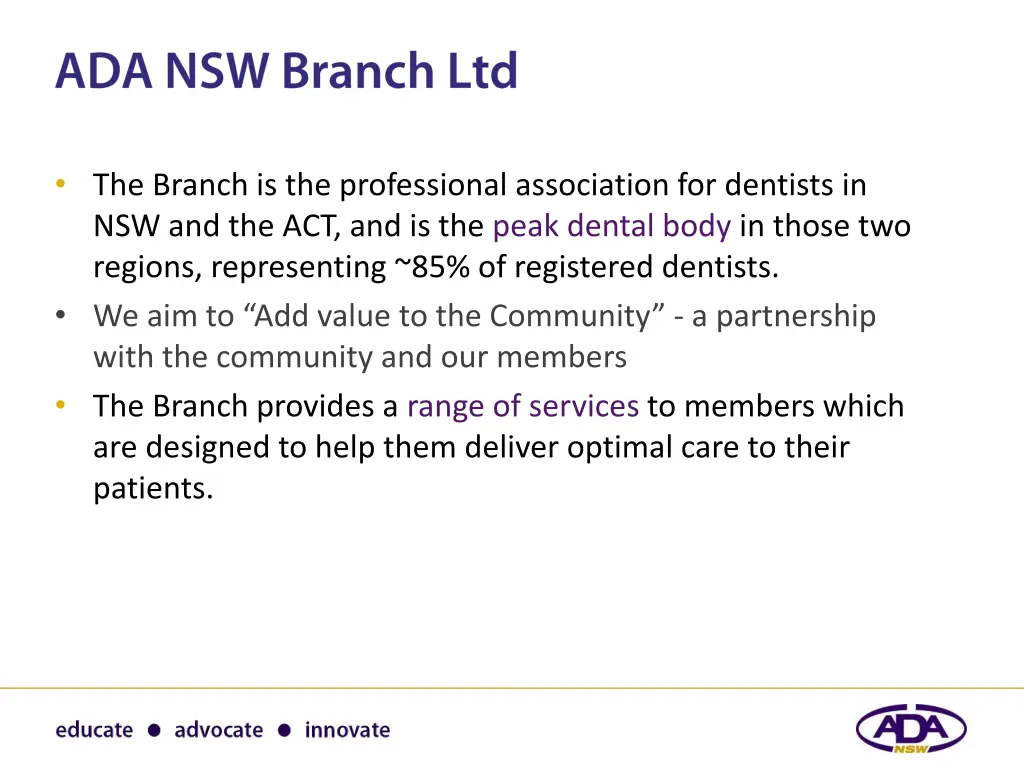 the branch is the professional association