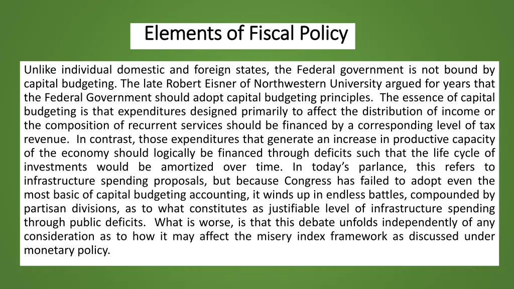 elements of fiscal policy elements of fiscal
