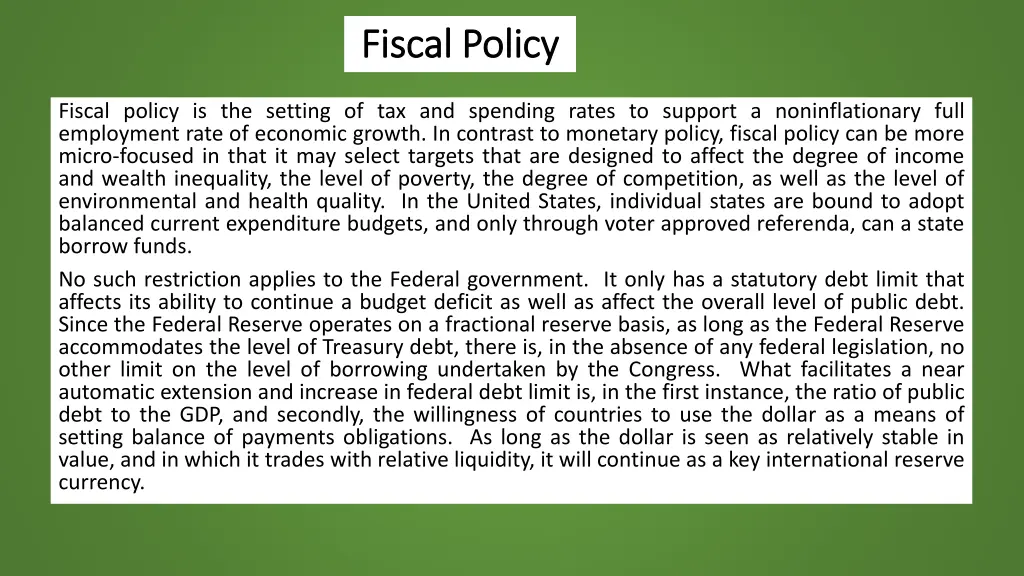 fiscal policy fiscal policy