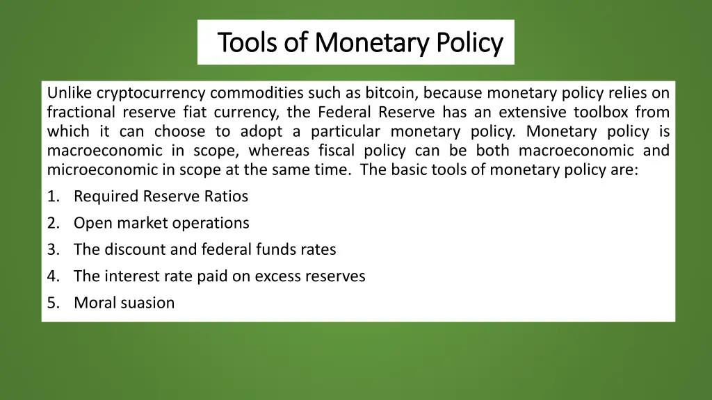 tools of monetary policy tools of monetary policy