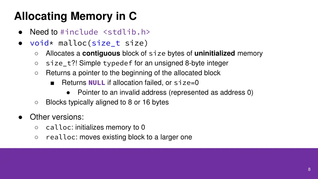 allocating memory in c