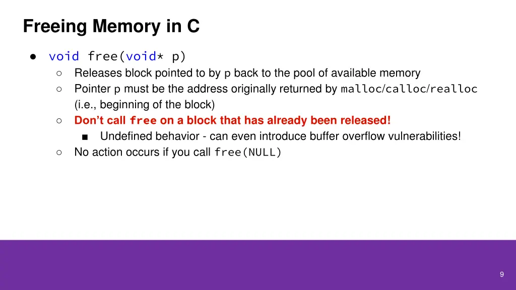 freeing memory in c