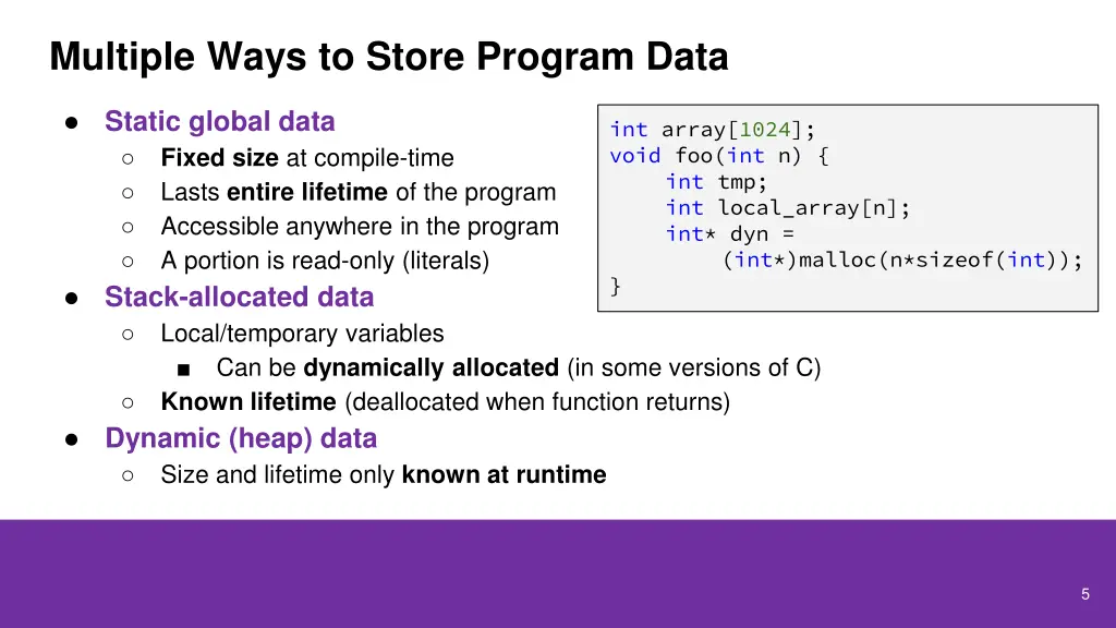 multiple ways to store program data
