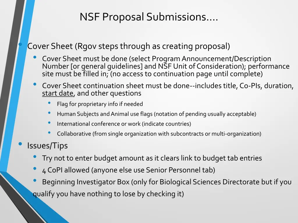 nsf proposal submissions 2