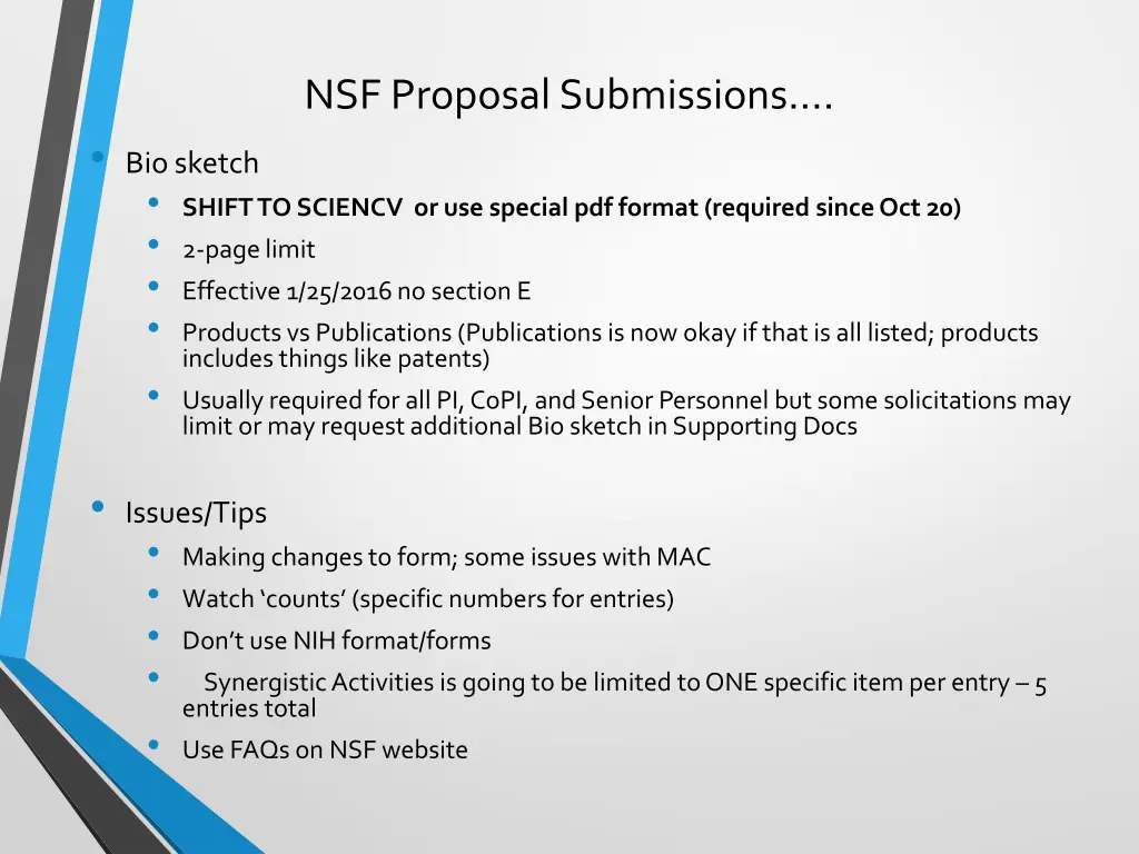 nsf proposal submissions 8