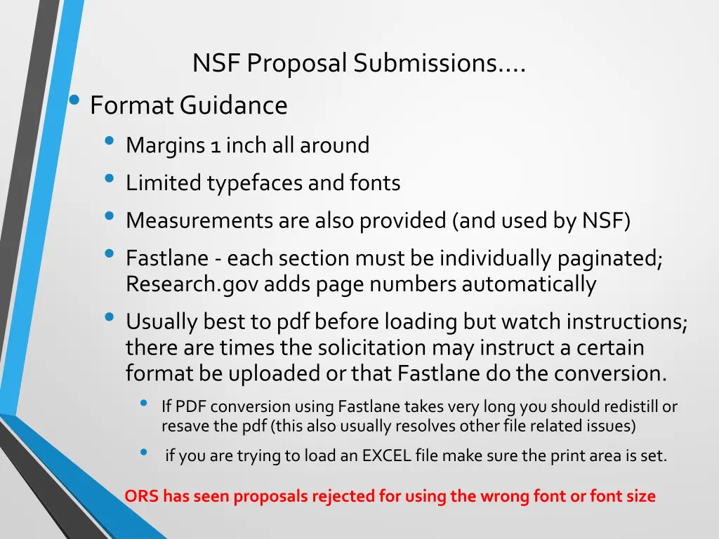 nsf proposal submissions format guidance margins