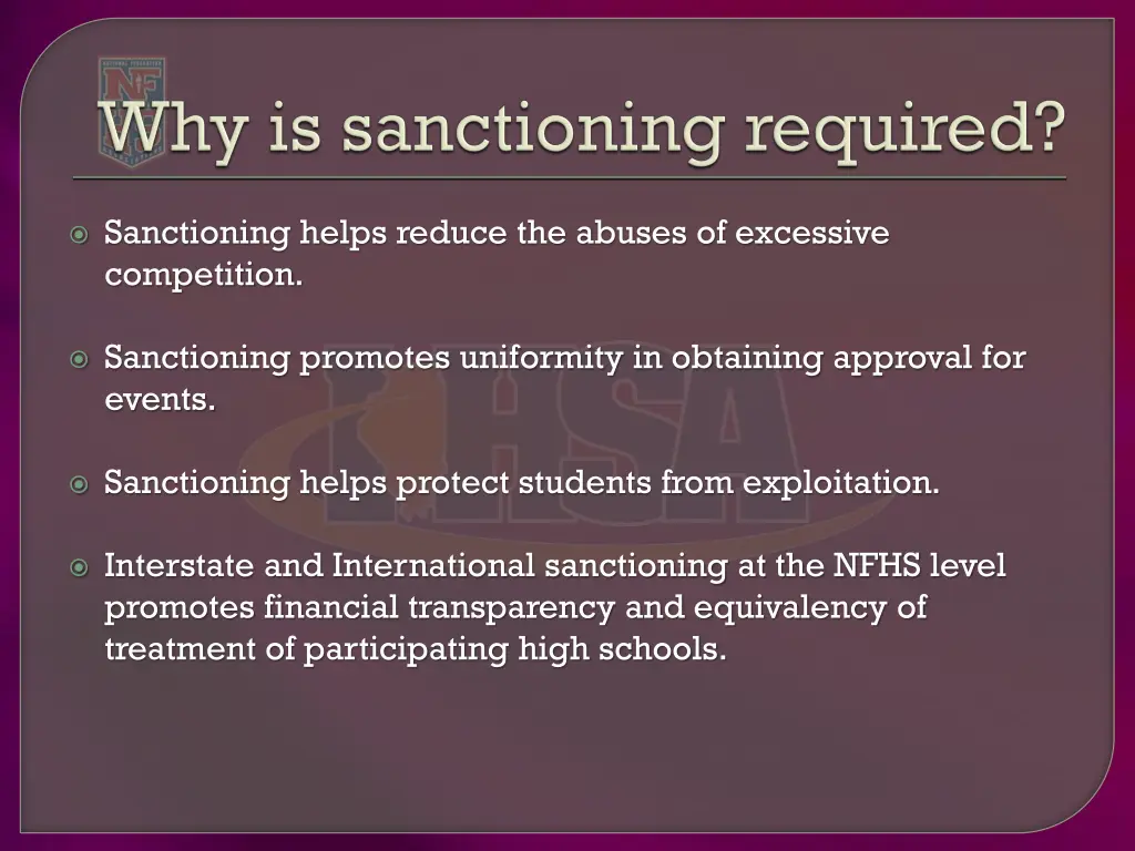 sanctioning helps reduce the abuses of excessive