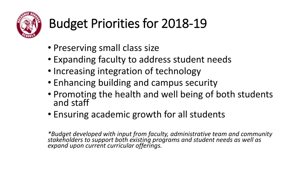 budget priorities for 2018 budget priorities