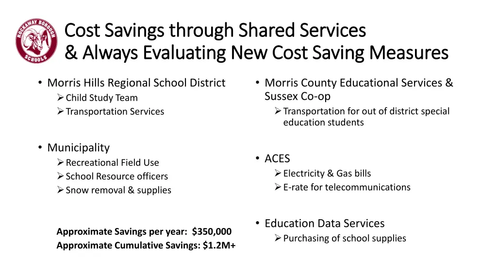 cost savings through shared services cost savings