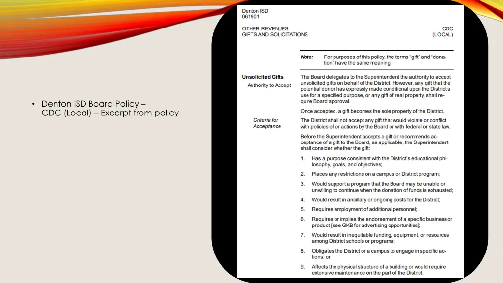 denton isd board policy cdc local excerpt from