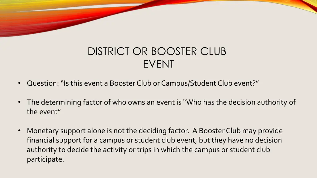 district or booster club event