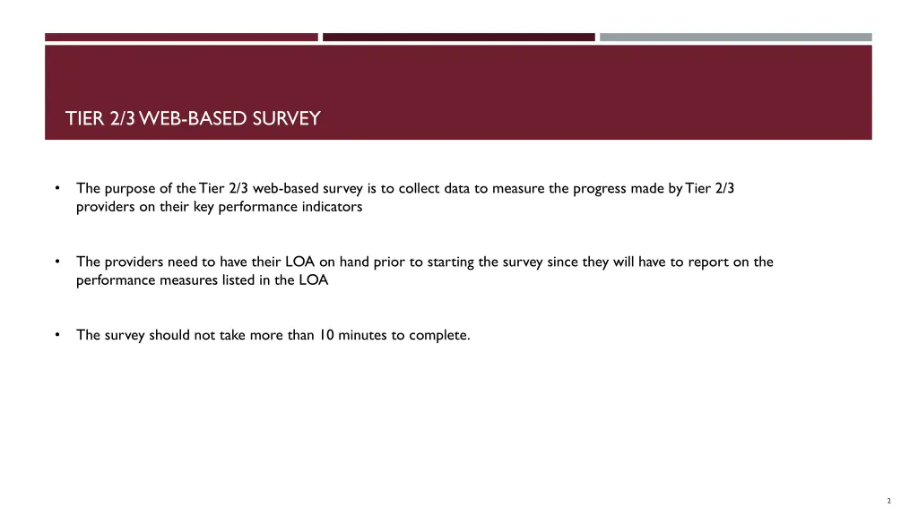 tier 2 3 web based survey
