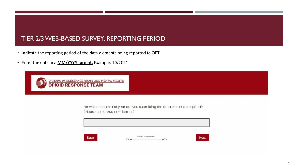tier 2 3 web based survey reporting period