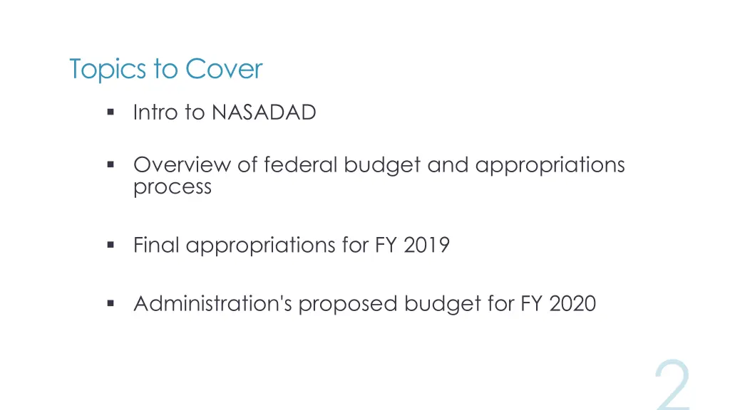 topics to cover