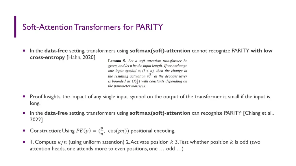 soft attention transformers for parity
