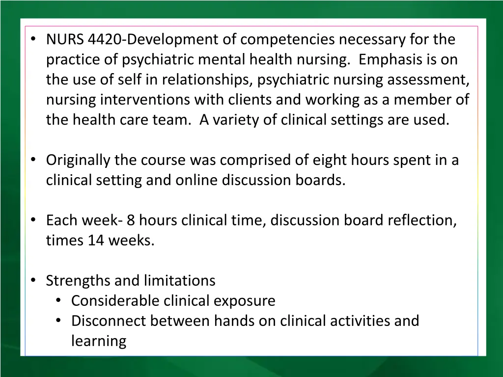 nurs 4420 development of competencies necessary