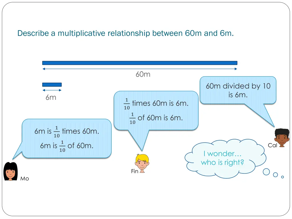 describe a multiplicative relationship between 1