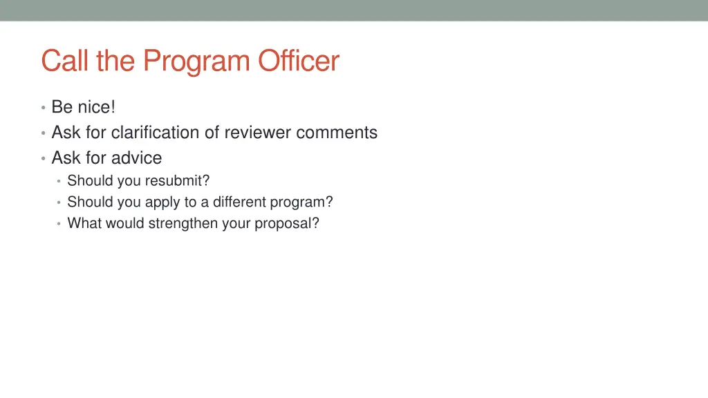 call the program officer