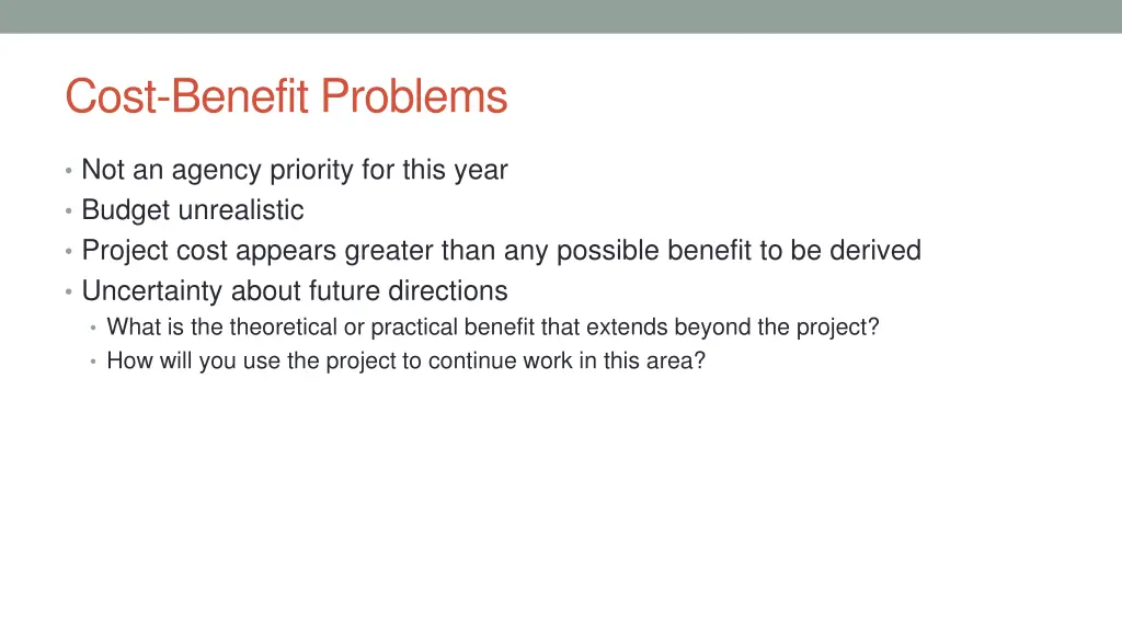 cost benefit problems