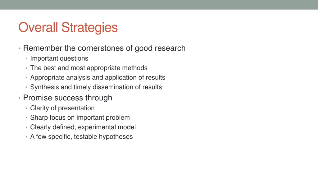 overall strategies