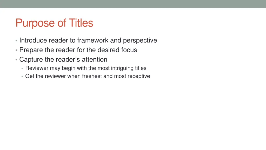 purpose of titles