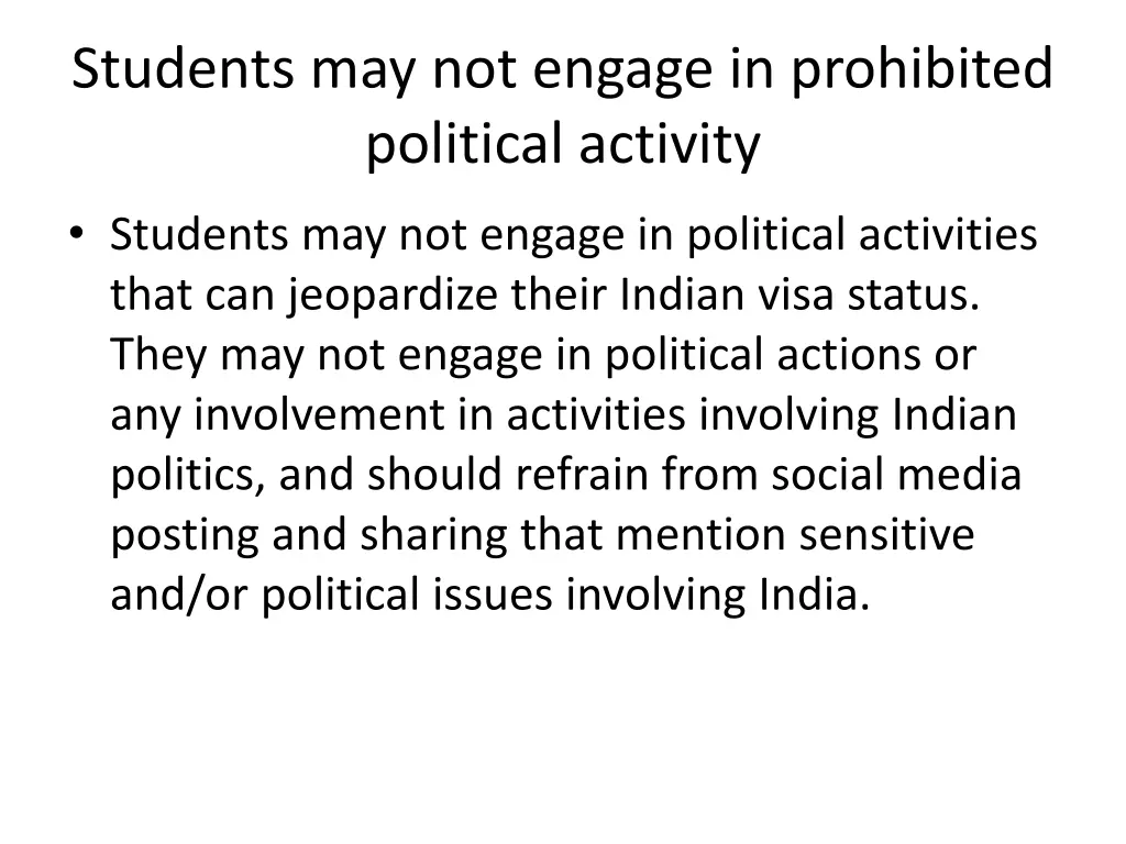 students may not engage in prohibited political