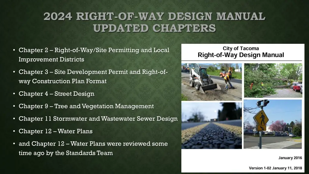 2024 right of way design manual updated chapters
