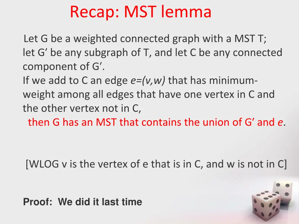 recap mst lemma