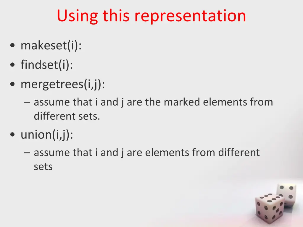 using this representation
