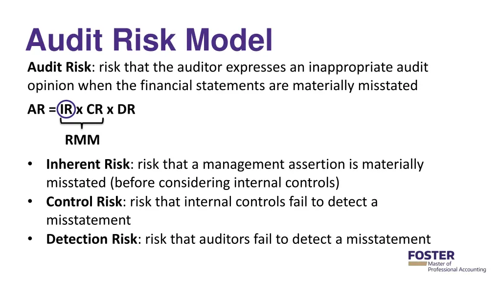 audit risk model audit risk risk that the auditor