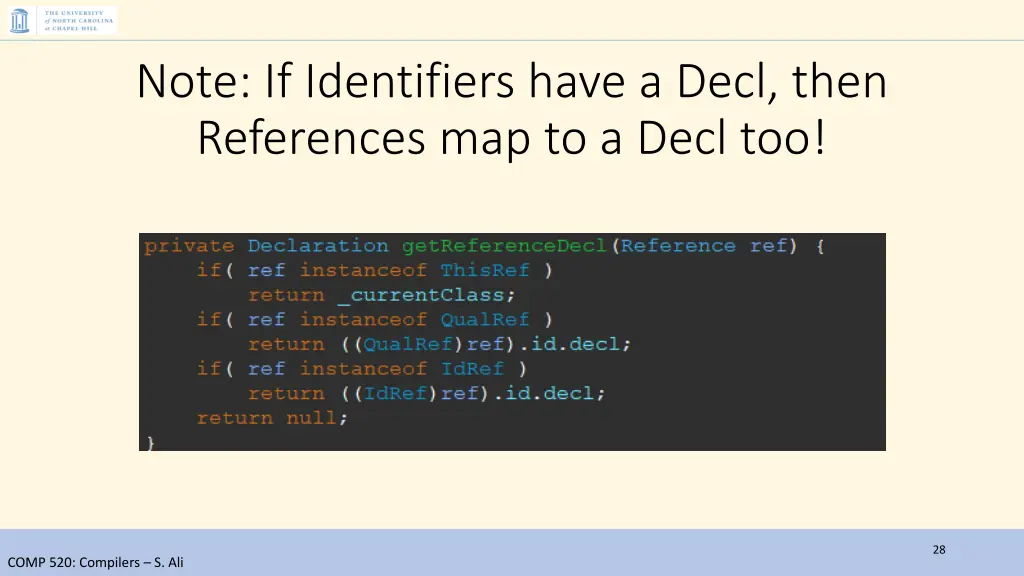 note if identifiers have a decl then references