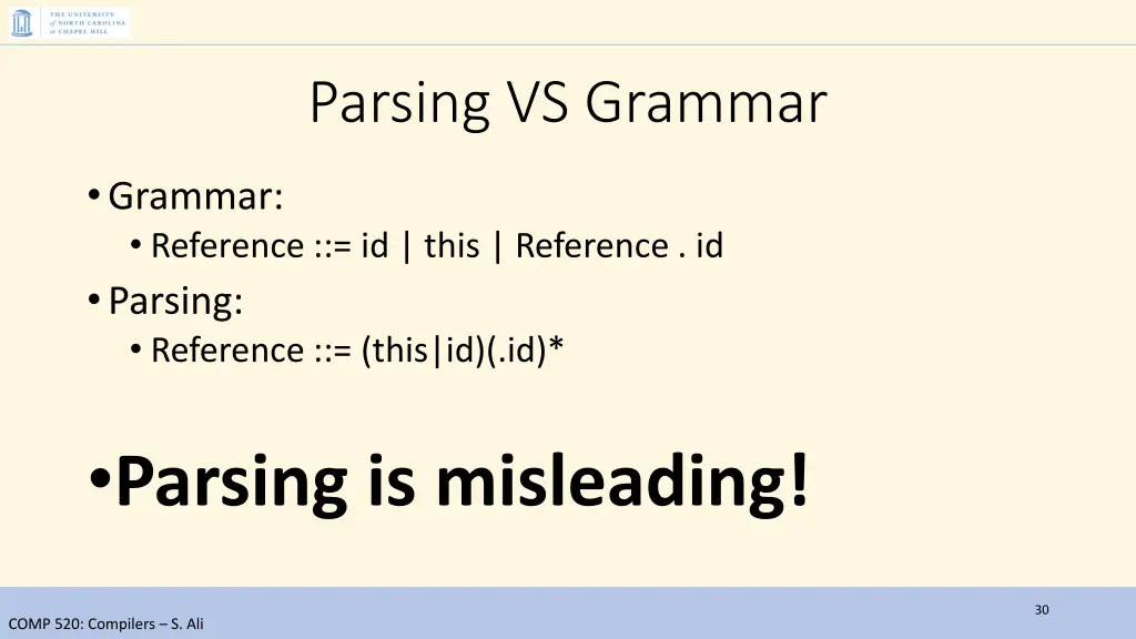 parsing vs grammar