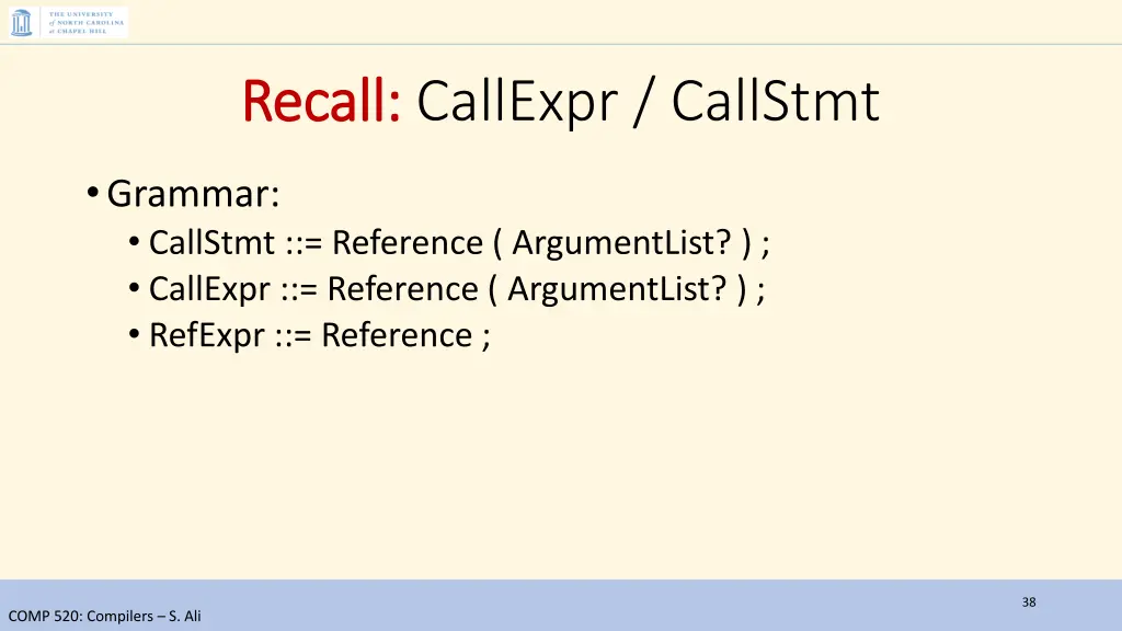 recall recall callexpr callstmt