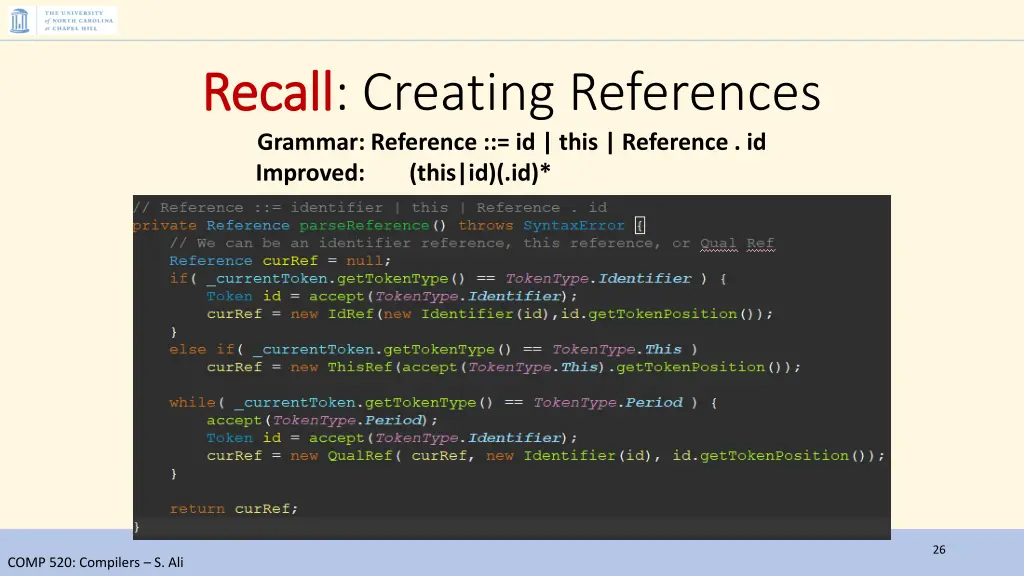 recall recall creating references grammar