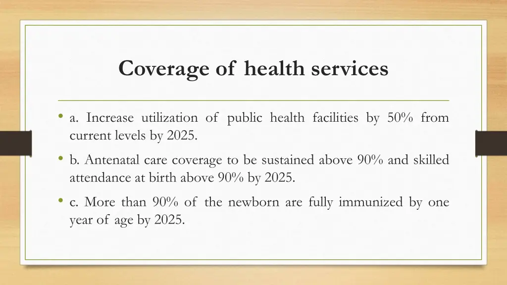 coverage of health services