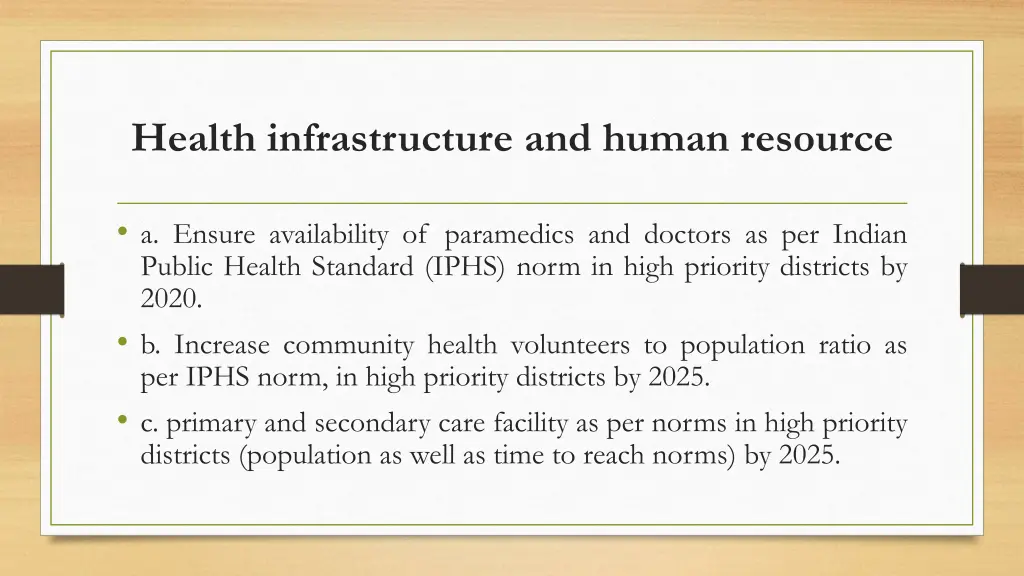 health infrastructure and human resource