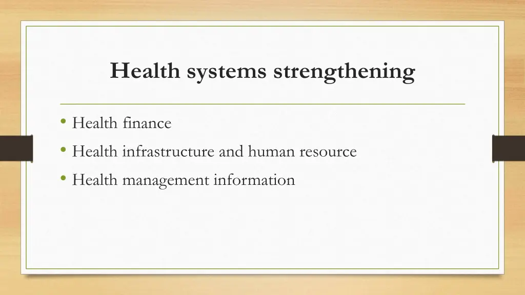 health systems strengthening