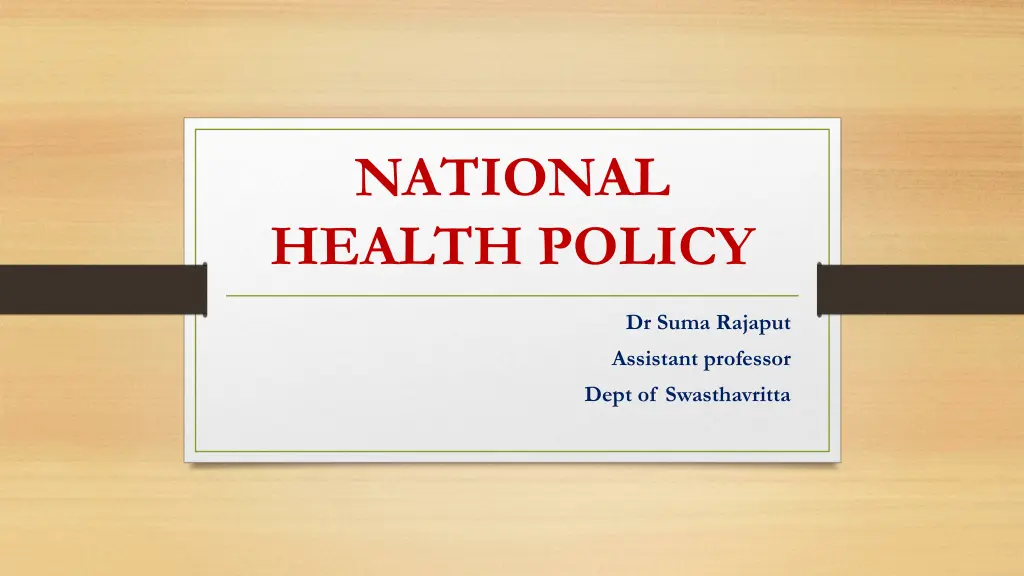 national health policy
