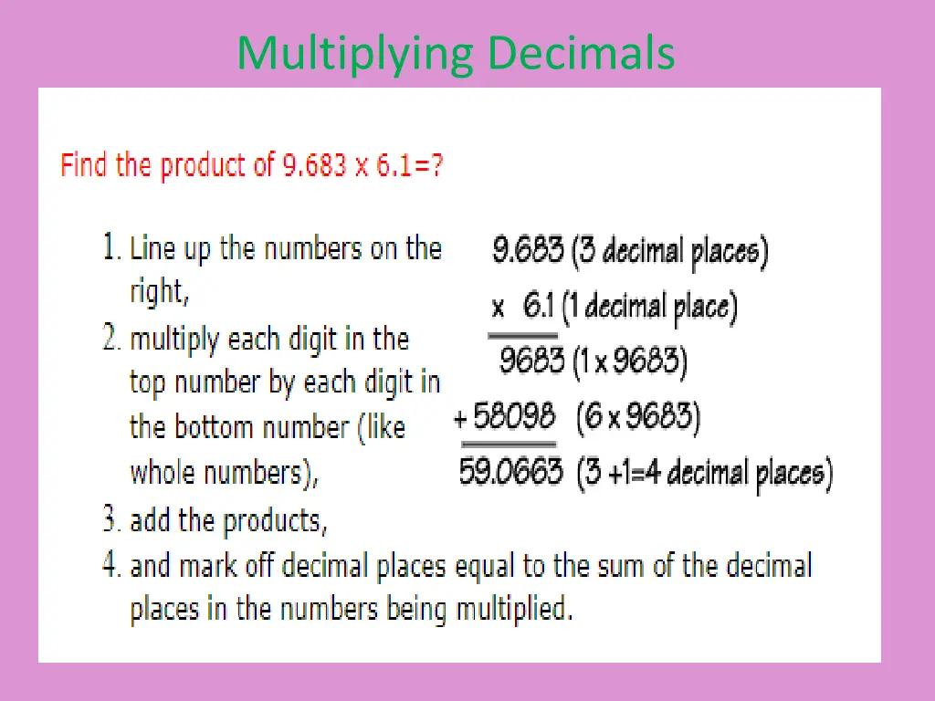 multiplying decimals