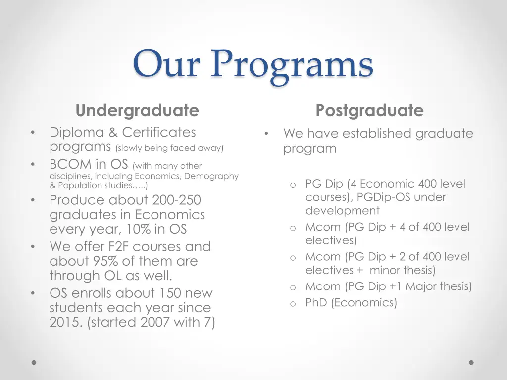 our programs