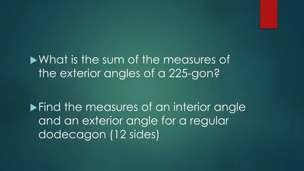 what is the sum of the measures of the exterior